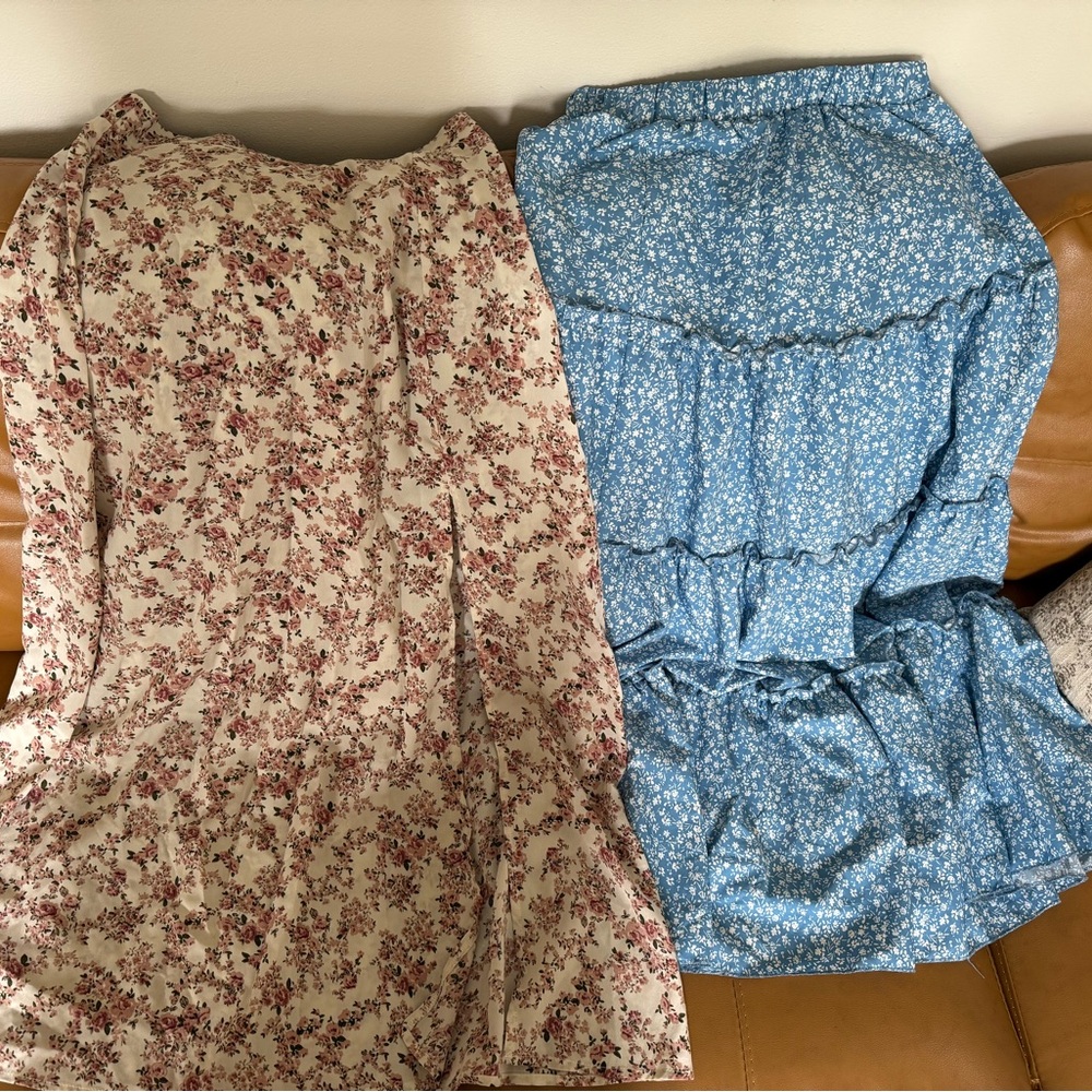 Floral Skirts in Cream and Blue